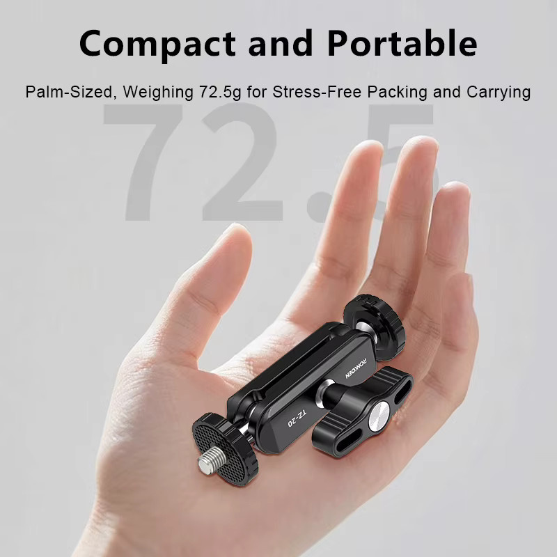 Ronkoen TZ-20 Pea Clip Magic Arm mit Doppelkugelgelenk und 1/4-Zoll-Loch in Schwarz für DSLR-Kameras, Monitore, Lichter und Mikrofone - Bild 2