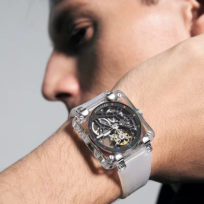AGELOCER Tourbillon-Uhr, Handaufzug, Saphirglas, Eckig, Herren - Bild 3