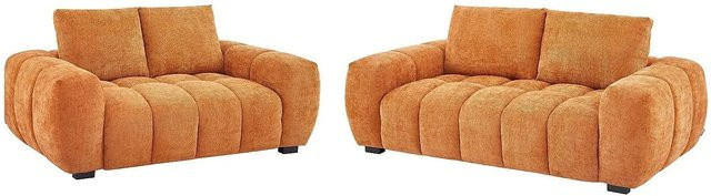 Vente-unique Couchgarnitur Berenia in Terracotta, Polstergarnitur aus Stoff mit 2-Sitzer und 3-Sitzer, B/T/H: 196 x 168 x 81 cm - Bild 1