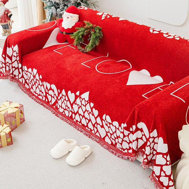 Rotes festliches Sofatuch von JMG Household Supplies aus Chenille, rutschfest und kratzfest, B/T: 180 x 130 cm - Bild 1