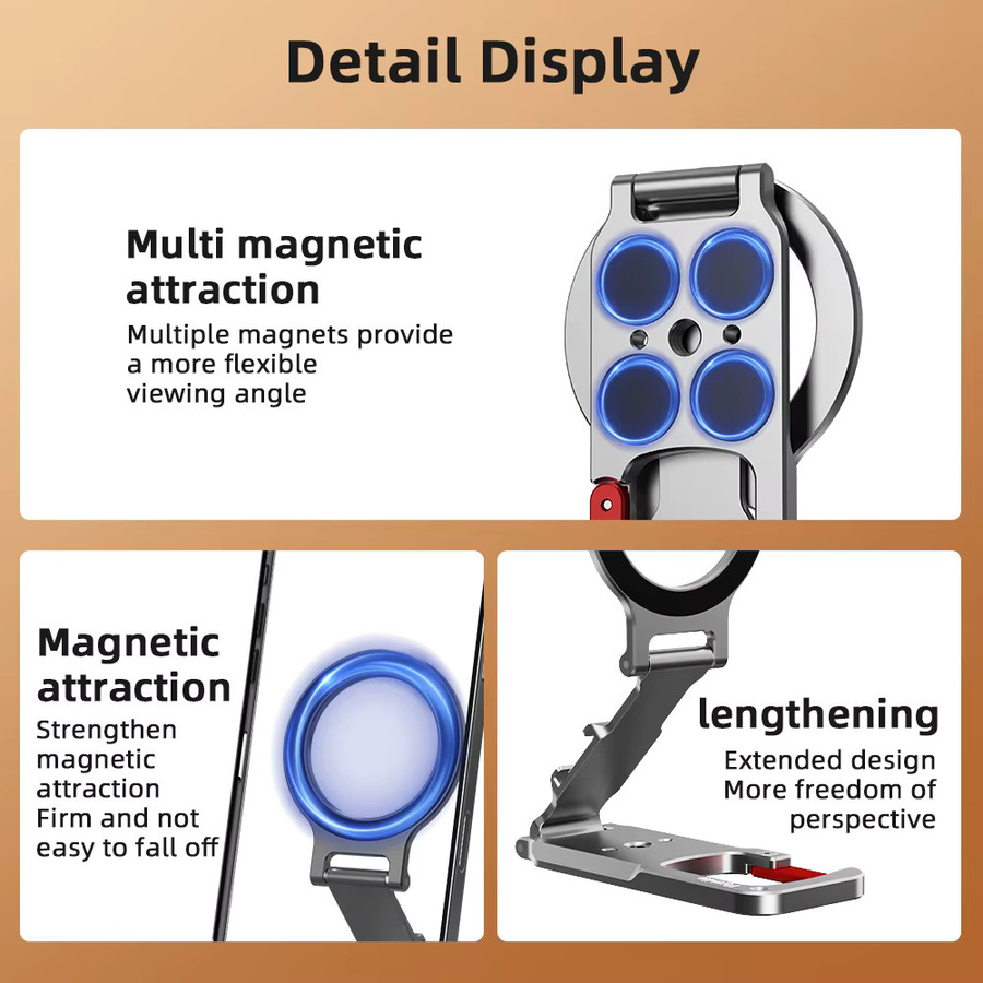 Flymile Magnetischer Handyhalter mit Karabinerhalterung in Schwarz, kompatibel mit MagSafe für iPhone 17, 16, 15, 14 als Zubehör mit Griff und Stativadapter - Bild 6
