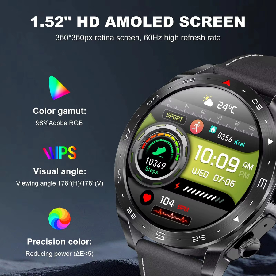 LIGE T95 Smartwatch mit integrierten TWS Bluetooth-Kopfhörern und Lautsprecher in Schwarz - Bild 2