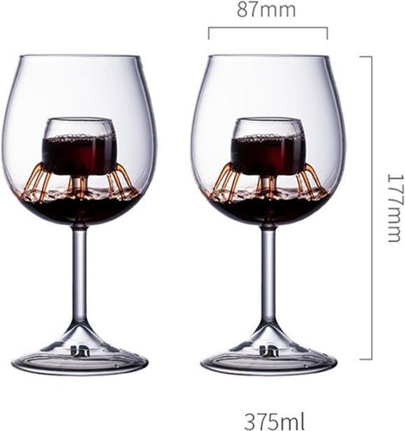 Yiran Furniture Wein-Set aus bleifreiem Glas, fußlose Rotwein- und Sektgläser, transparent, 520 ml - Bild 1