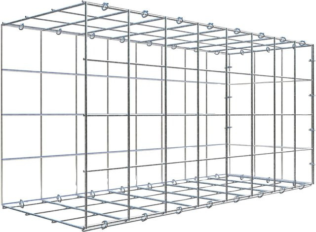 Gabiona C-Ring Anbaukorb Typ 2, silbergrau, B/T/H: 40 x 80 x 30 cm, Maschenweite 10 x 10 cm - Bild 1