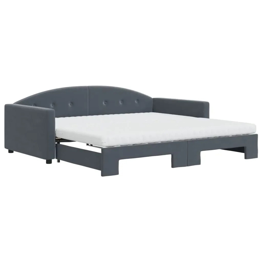 vidaXL Tagesbett ausziehbar mit Matratzen in Dunkelgrau, Samt, B/T: 100 x 200 cm - Bild 2