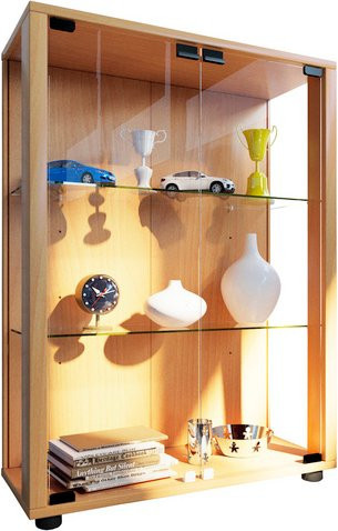 VCM Glasvitrine Sintalo in Braun mit ESG-Sicherheitsglas und Glasfronten, H x B x T: 80 x 60 x 25 cm - Bild 1