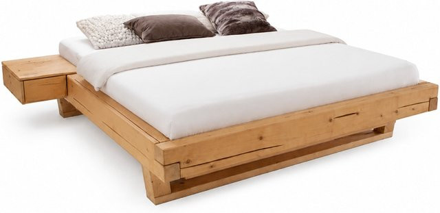 Balkenbett Ultima von AMD Möbel aus massiver Fichte in Braun, B/T/H: 160 x 200 cm - Bild 1