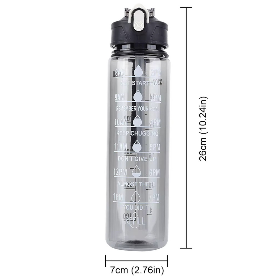 LAIMANEI Sport-Trinkflasche mit Strohhalm und Griff in Schwarz, 800 ml, auslaufsicherer Fitness-Krug für Outdoor-Sport - Bild 3