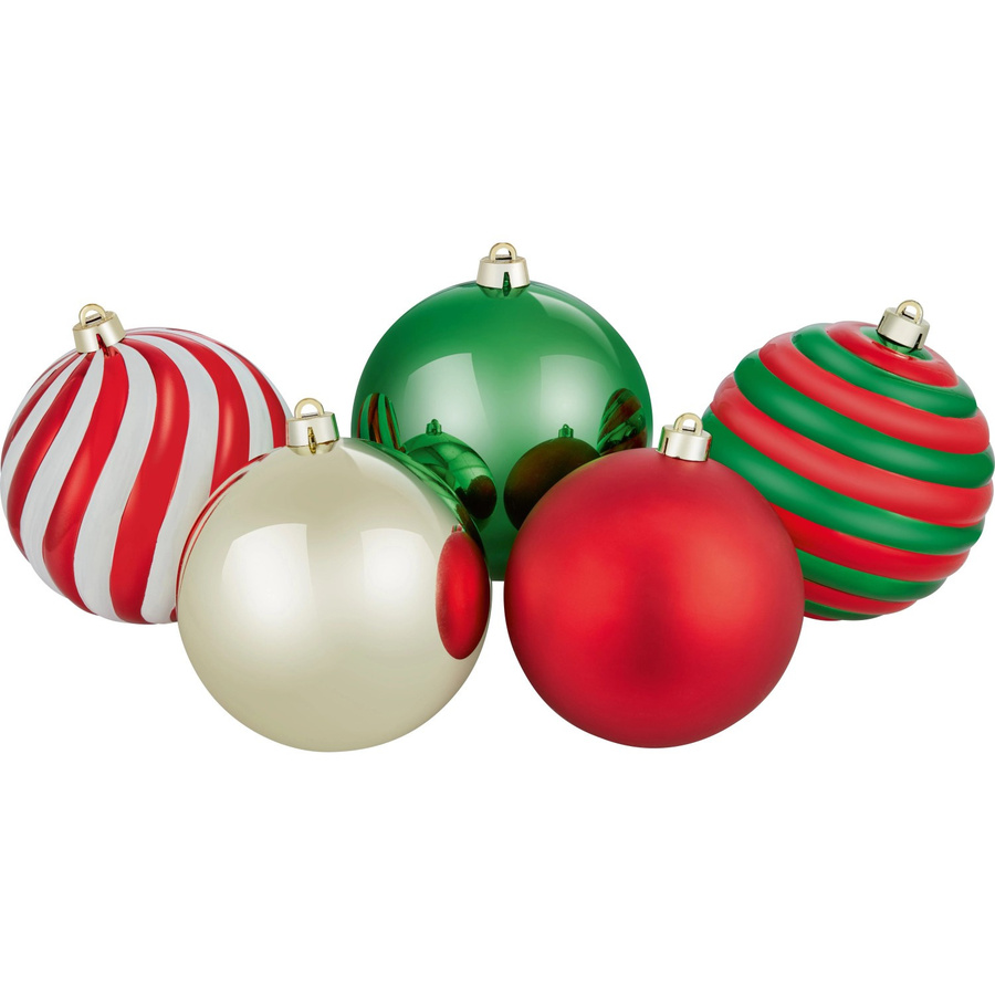 OBI Weihnachtskugeln Set aus Kunststoff in Gold, Grün und Rot, Durchmesser: 15 cm - Bild 2