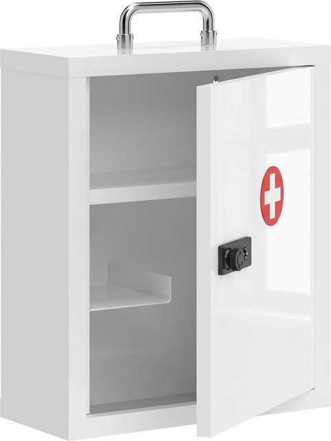 HOMCOM Medizinschrank aus Stahl mit Kombinationsschloss und 3 Ebenen, weiß, B/T/H: 32 x 14 x 38 cm - Bild 1