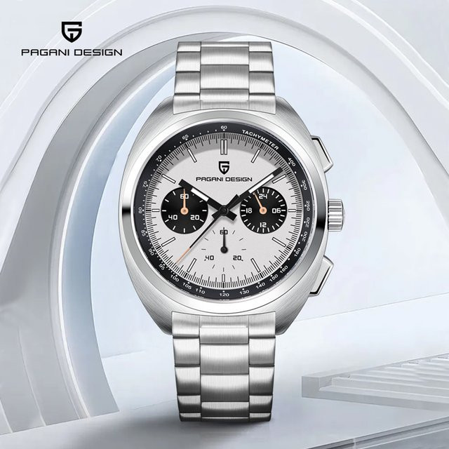 Pagani Design Chronograph, Quarz, Edelstahl, Weiß, Herren - Bild 1