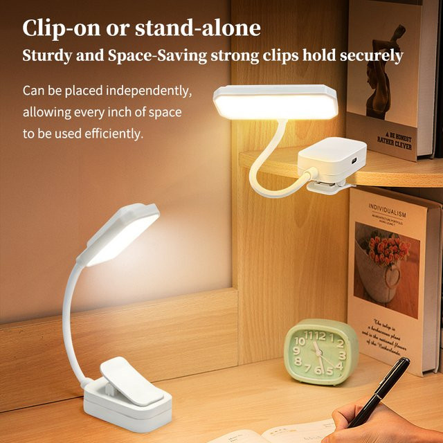 GGBEE LED USB-Clip-Schreibtischlampe in Weiß mit 3 Farbmodi und Touch-Bedienung für Augenschutz und Nachtlicht - Bild 1