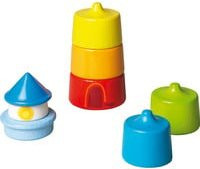 HABA Stapelspiel Leuchtturm aus Buchenholz, bunt - Bild 1