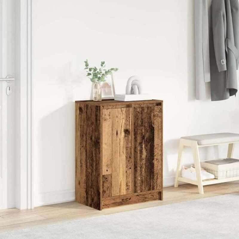 Schuhschrank vidaxl in Braun im Landhausstil aus Holzwerkstoff mit Drehtüren, B/T/H: 57 x 34 x 76 cm - Bild 1