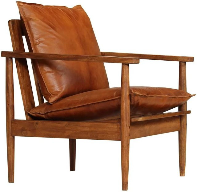 vidaXL Sessel Braun aus Ziegenleder und Akazienholz im Retro-Design - Bild 1