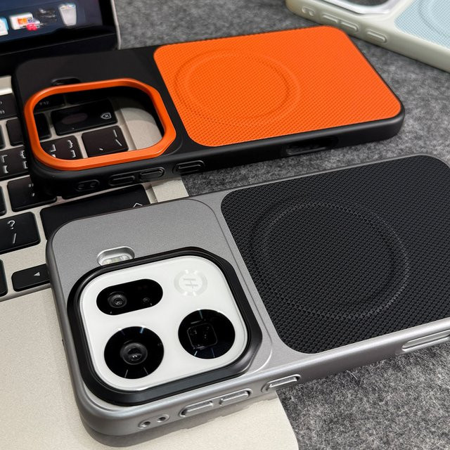 Schutzhülle mit Diamant-Textur aus PU-Leder für OPPO Find X9S Pro und X9 Ultra in Orange Multicolour mit magnetischer kabelloser Ladefunktion und schlankem Design - Bild 1