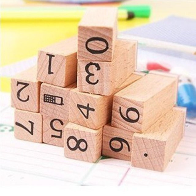 Kawai Holzsiegel Set mit Holzkiste, 12-teilig, 5 Designs für Tagebuch und Dekoration - Bild 1