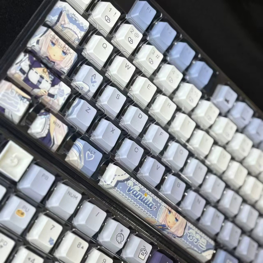 Nekopara Vanilla Cherry Profile Tastenkappen für mechanische Tastaturen, 122 Tasten, Multicolour und Transparent, Anime Sammlerstück - Bild 5