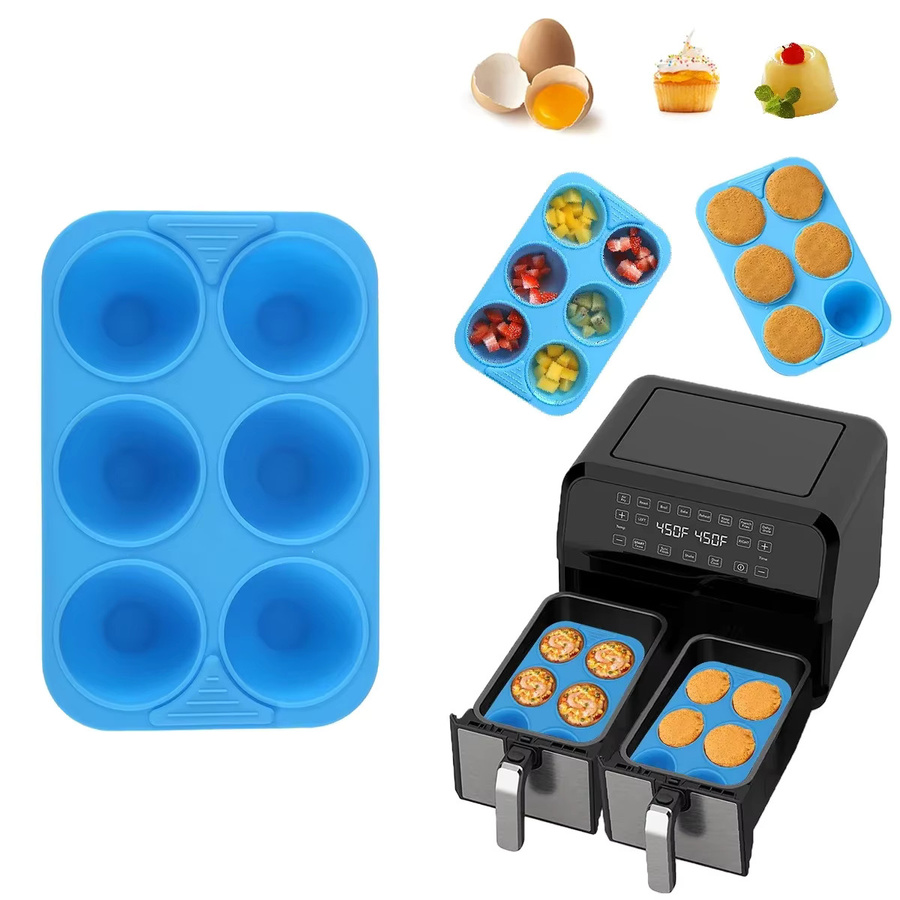 Hitzebeständige Silikon-Backform für Muffins und Kuchen mit 6 Mulden, Grau, Rechteckig - Bild 5