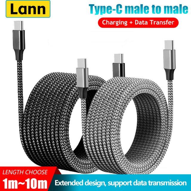 Lann USB-C auf USB-C PD 60 W Schnellladekabel in Grau als verlängertes Datenkabel für iPhone 15 Pro Max, Huawei, Xiaomi und Samsung - Bild 1