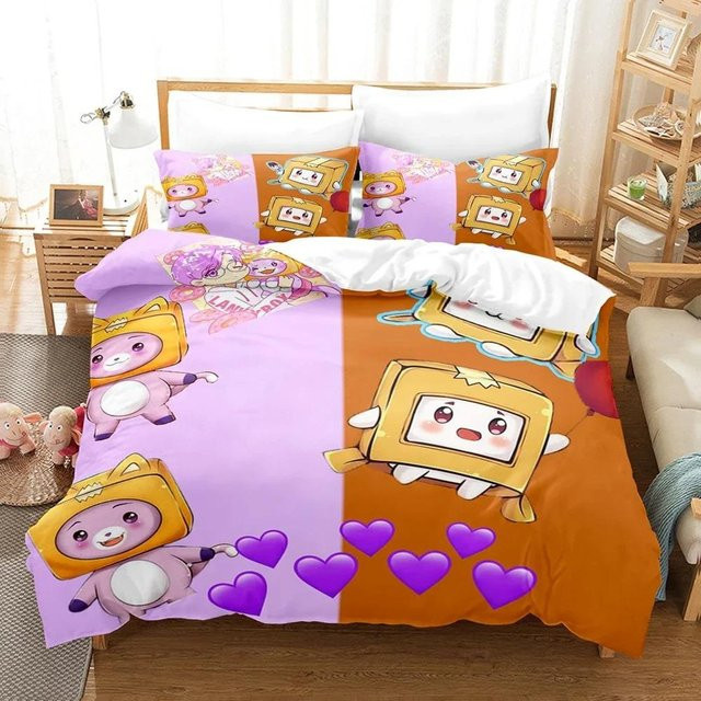 Lankybox Foxy Boxy Bettwäsche-Set für Kinder aus Mikrofaser in Lila, B/H: 200 x 200 cm - Bild 1