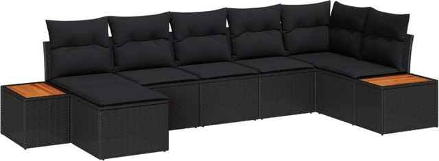 vidaXL Gartensofa-Set aus Polyrattan in Schwarz mit 8-teiliger Polsterung und integriertem Kissenstaufach - Bild 1