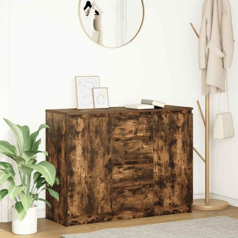 Modernes Sideboard mit Schubladen von Vidaxl in Räuchereiche, B/T/H: 100,5 x 35 x 76 cm - Bild 1