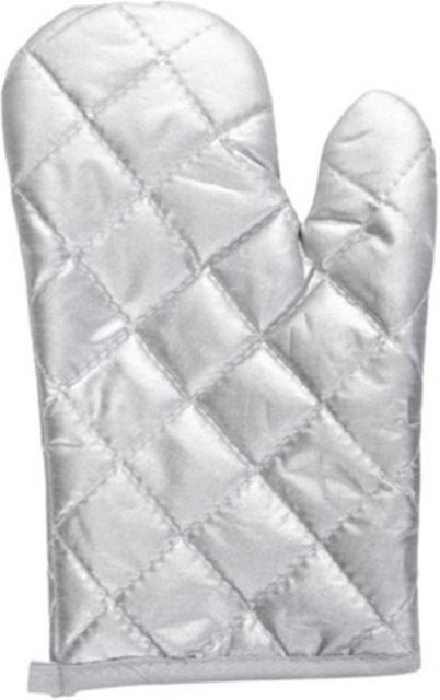 DHDH Silberbeschichtete gesteppte Kochhandschuhe in Silber und Weiß mit Verbrühschutz und rutschfester Oberfläche - Bild 1