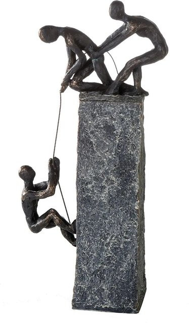 Gilde Skulptur Assistance in Bronzefarben und Grau, moderne Tischdekoration aus Metall und Kunststoff, Höhe: 43 cm, Breite: 18 cm - Bild 1