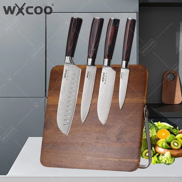 WXCOO Professionelles Japanisches Kochmesser aus Edelstahl mit Holzgriff in Silber - Bild 1