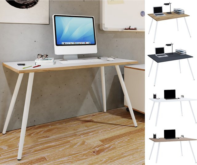 VCM Schreibtisch Salia im skandinavischen Retro Look mit Melaminbeschichtung, B: 110 cm, T: 80 cm, H: 70 cm - Bild 1