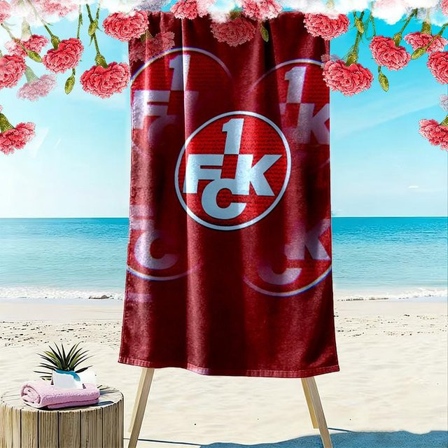 Wanghengyao Kaiserslautern Print Strandtuch, weiches und schnelltrocknendes Handtuch für Strand und Camping, grau, B/H: 70 x 140 cm - Bild 1