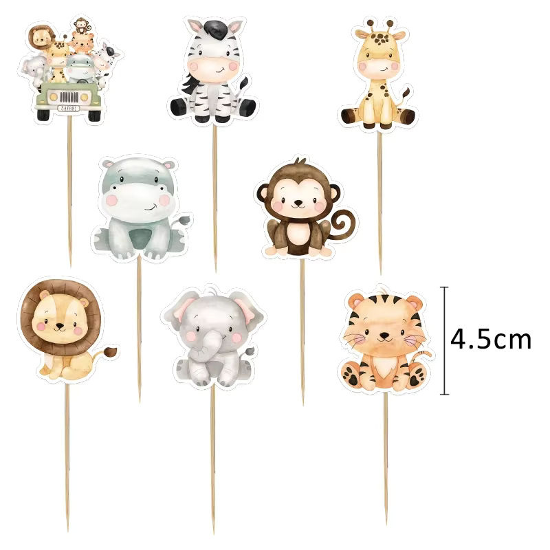 Mehrfarbiges Papier-Banner mit Wildtier-Motiven als hängende Deko für Kindergeburtstage im Dschungel- und Safari-Stil - Bild 2