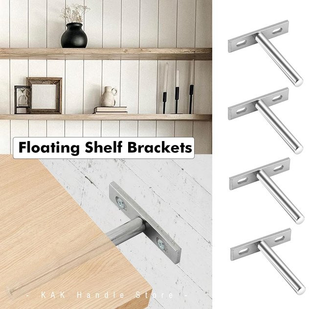 KAK 4 Stück versteckte schwebende Regalhalterung in Silber für DIY-Möbel-Hardware-Beschläge - Bild 1