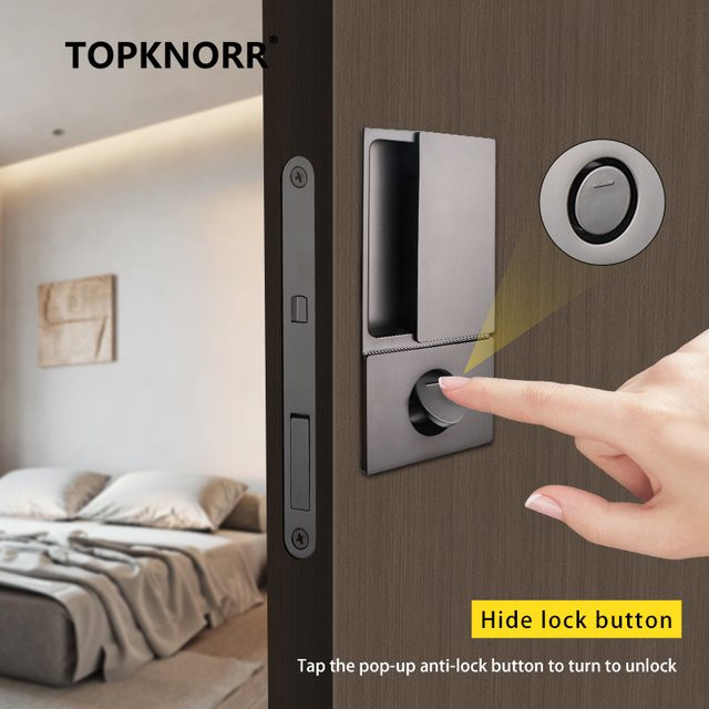 TOP KNORR Schiebetür-Hakenschloss für Badezimmer und Schlafzimmer, doppelseitig und geräuscharm, grifflos - Bild 1