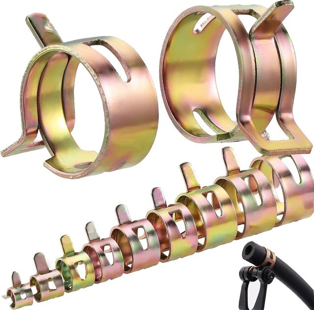 50-teiliges Edelstahl-Federklemmen-Set in Silber für Kraftstoff, Vakuum, Öl, Wasser und Silikonschläuche, Sortiment von 5 bis 20 mm - Bild 1