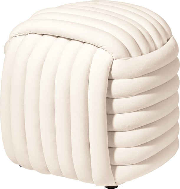 LIVARNO Sitzpouf in Weiß mit Samtbezug, Würfelform, B/T/H: 42 x 42 x 42 cm - Bild 1