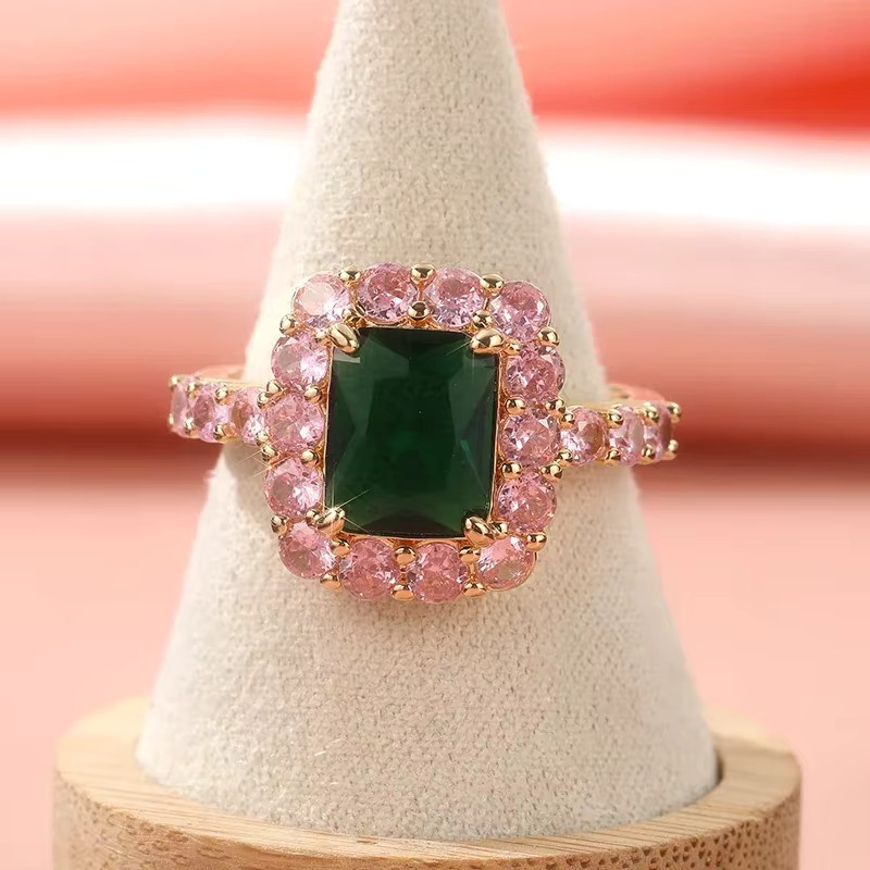 YoYo Ring, grüner Zirkonia, Roségold, Vintage, Damen - Bild 2