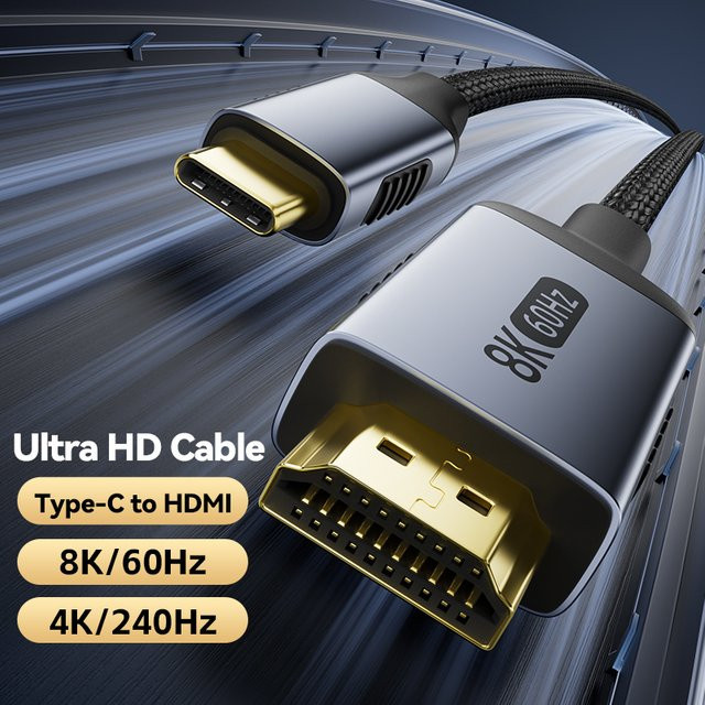 FDBOY USB C auf HDMI 2.1 Kabel für 8K@60Hz und 4K@120Hz, 48Gbps HDR, kompatibel mit Thunderbolt 4/3, iPhone 16/15 Pro Max und Galaxy - Bild 1