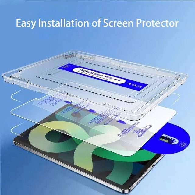 Displayschutzfolie aus gehärtetem Glas für Apple iPad Air 13 11, iPad Pro M2 M3 13 11 12,9 und iPad Mini, transparent, One Click Vollabdeckung, 9H Härtegrad - Bild 1