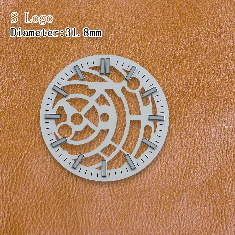 CHUNMAO Uhrenmodifikationszubehör, S-Logo, 31,8 mm, weißes Zifferblatt, Silber - Bild 1