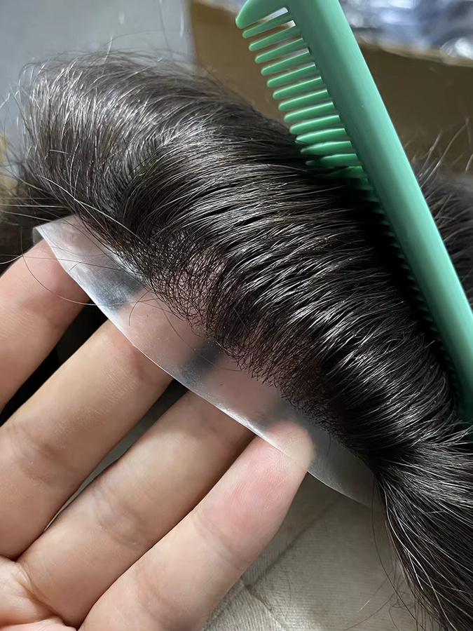 EHairc Haarprothese für Männer, 8 Zoll, 100 % Echthaar, 0,08 mm Dicke - Bild 3