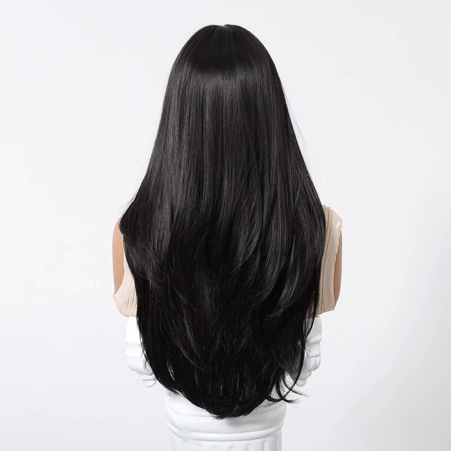 GEMMA Perücke, lange gerade geschichtete Haare, schwarz, synthetisch, Damen - Bild 2