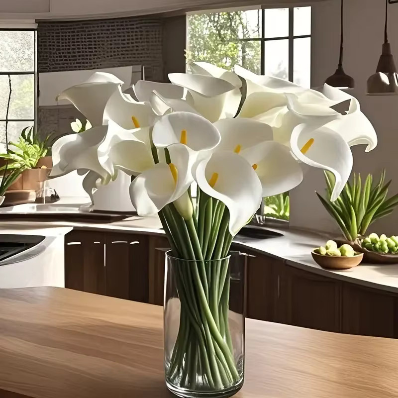 JEDN Realistische Weiße Calla-Lilien aus PU-Kunststoff für Brautsträuße und Tischdekoration - Bild 3