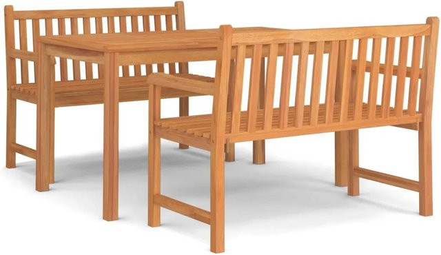 vidaXL 3-tlg Garten-Essgruppe Modell 18 aus Teakholz in Braun - Bild 1