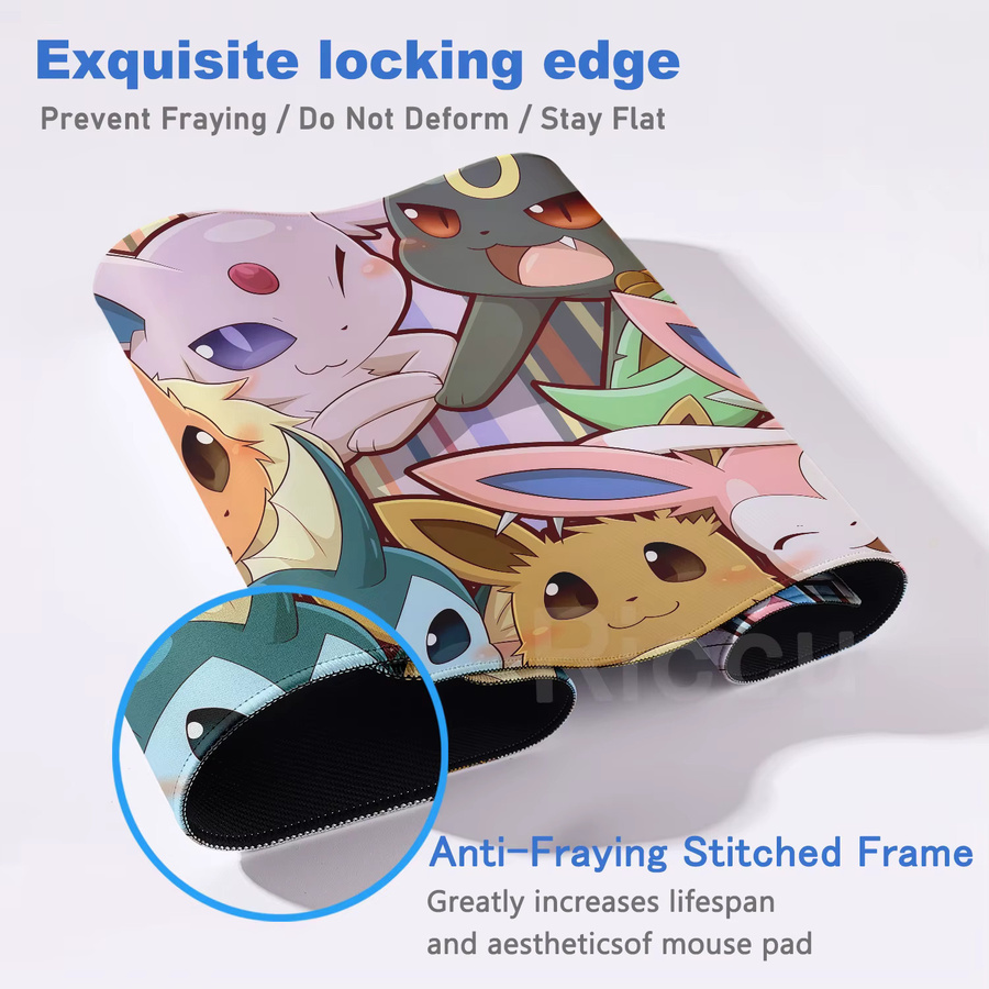 Potdemiel XXL Mauspad Pokemon Eevee Anime Design mit Gummibasis für Gaming und PC-Zubehör, Multicolor - Bild 2