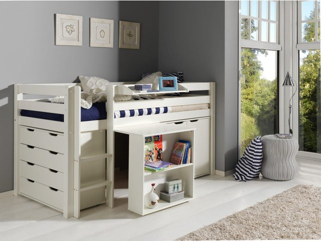 Vipack Furniture Spielbett Pino 1 Hochbett aus massivem Kiefer Holz in Weiß - Bild 1