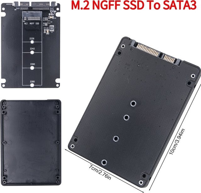 ALLOYSEED M.2 NGFF SSD zu SATA 3.0 6Gbps Adapterkarte und externe Festplattenbox in Schwarz - Bild 1
