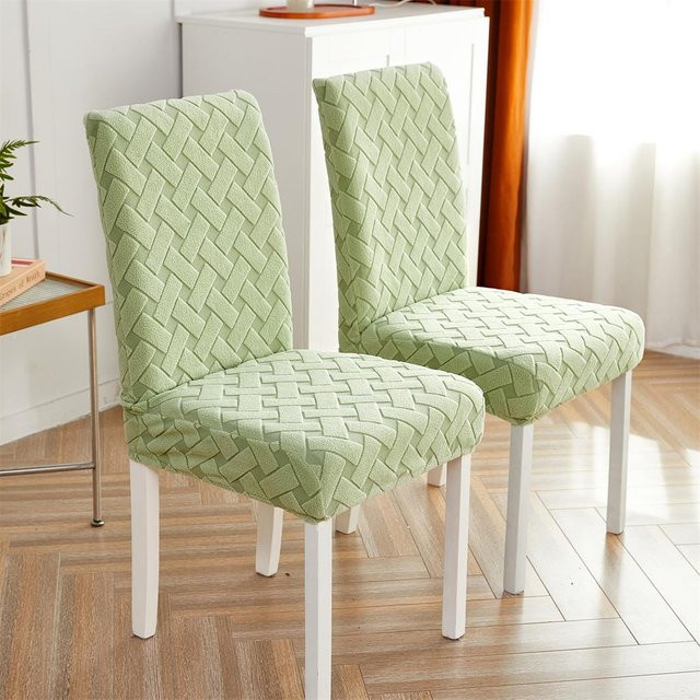 Elastischer Stuhlbezug aus Jacquard-Polyester für Esszimmerstühle, Farbe Grün, 1 Stück - Bild 1