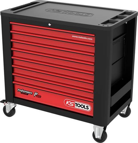 KS Tools PERFORMANCEplus P20 Werkstattwagen aus Stahl mit 8 Schubladen, Schwarz/Rot - Bild 1